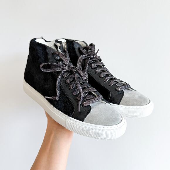 P448 Shoes - P448 Star Genuine Calf Hair High Top Silhouette Sneaker Black 39